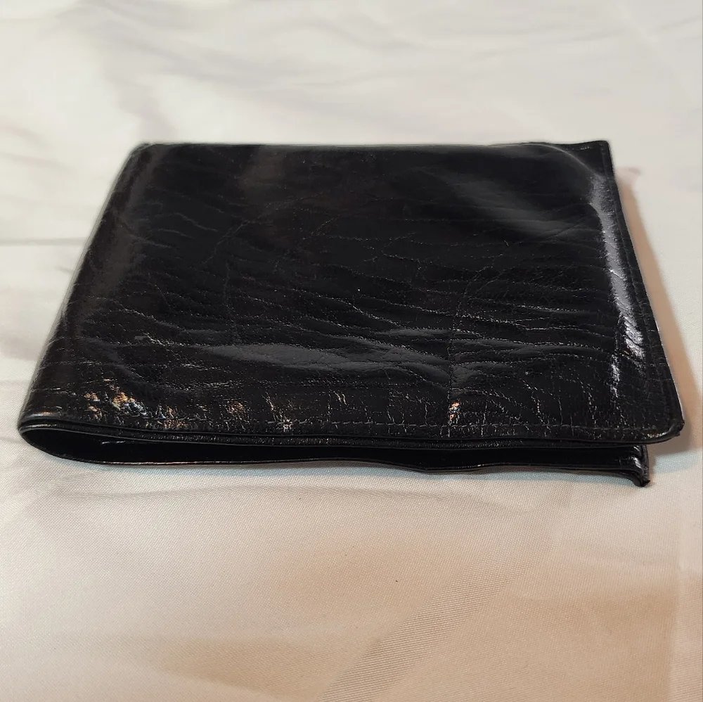 Men's Vintage Black Leather Wallet Patents Cartad'identita Bufalo